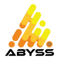 A stylized logo featuring overlapping rounded yellow-to-orange gradient shapes above the word 'ABYSS' in bold black lowercase letters on a white background.
